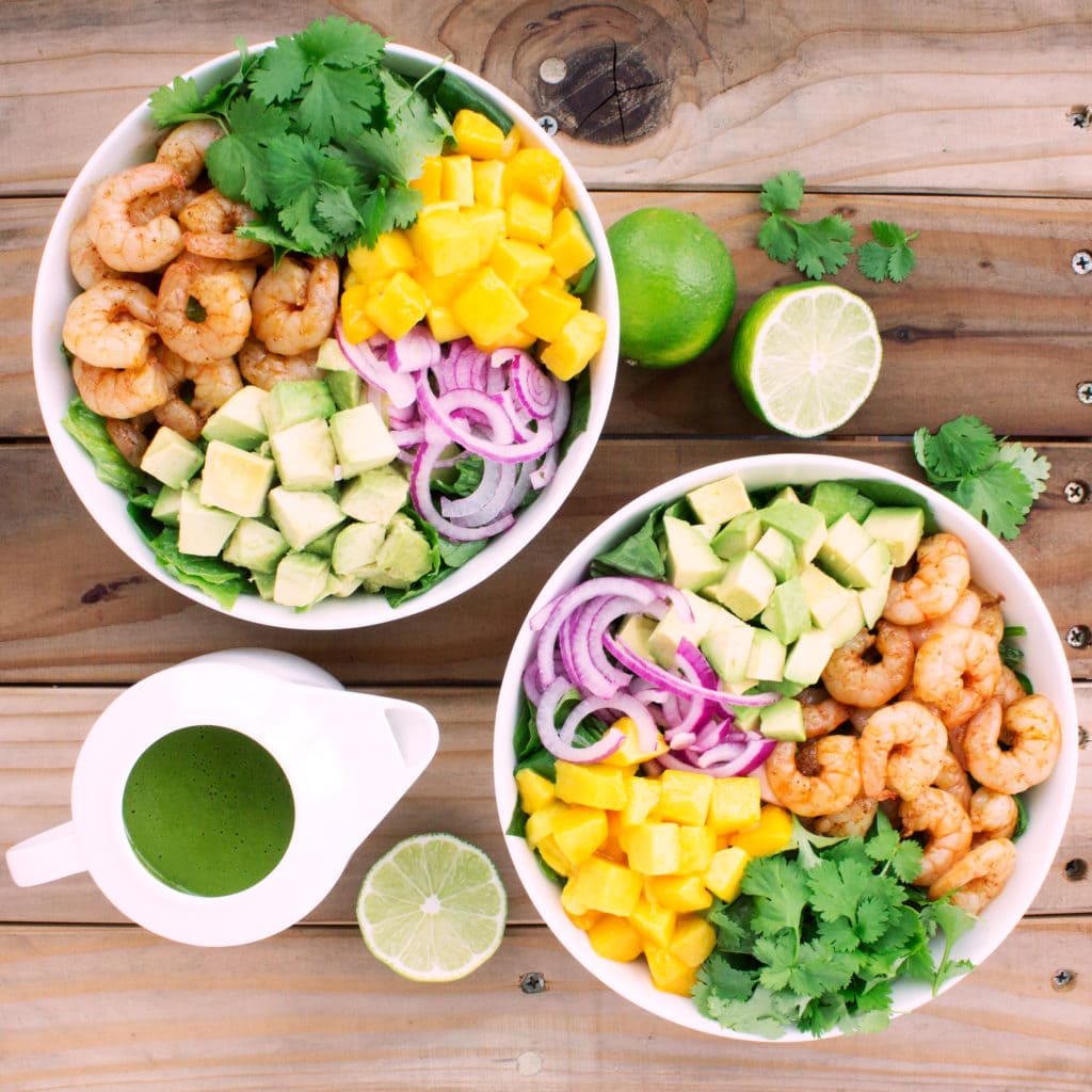 Mango Shrimp Salad with Cilantro Lime Vinaigrette | Kit's Coastal | #kitscoastal #coastalpaleo #paleo #glutenfree #dairyfree