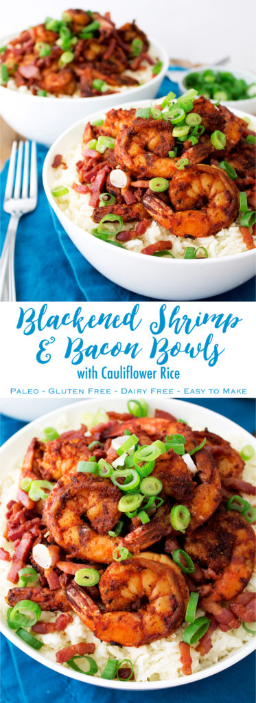 Paleo Blackened Shrimp & Bacon Bowls | Kit's Coastal | #kitscoastal #coastalpaleo #paleo #glutenfree #whole30 #dairyfree