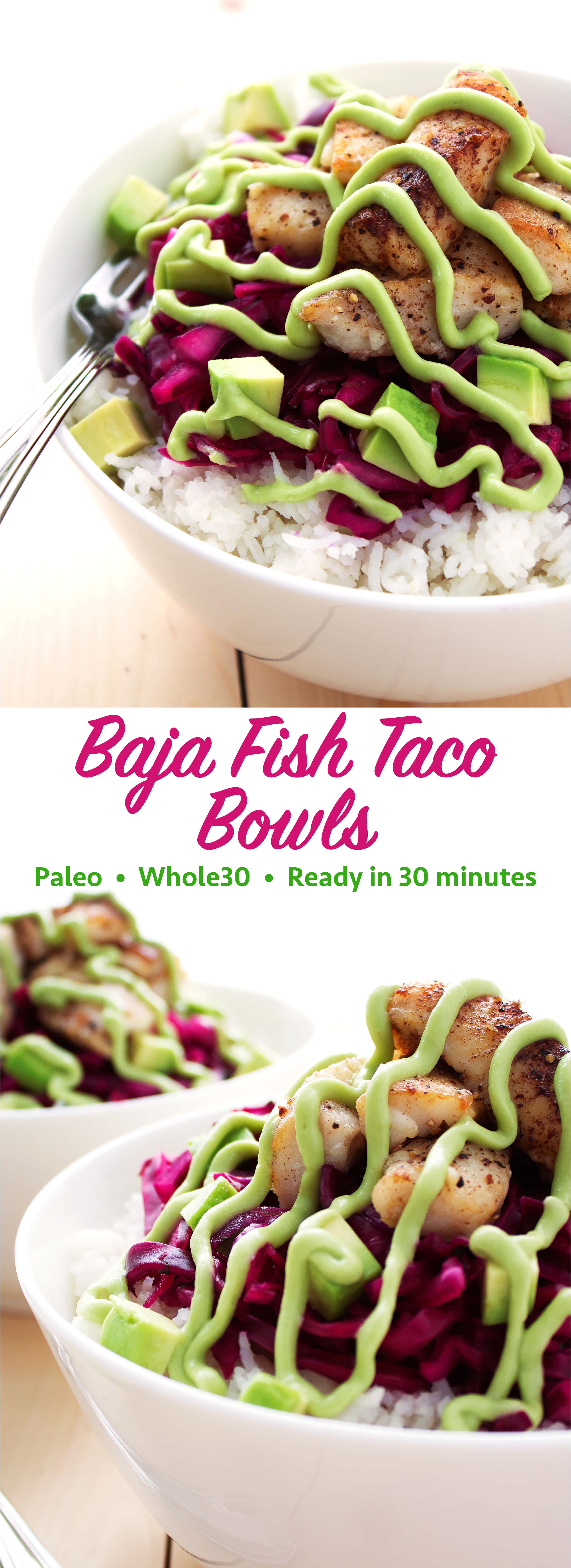 Paleo Baja Fish Taco Bowls | Kit's Coastal | #kitscoastal #coastalpaleo #paleo #glutenfree #dairyfree #whole30