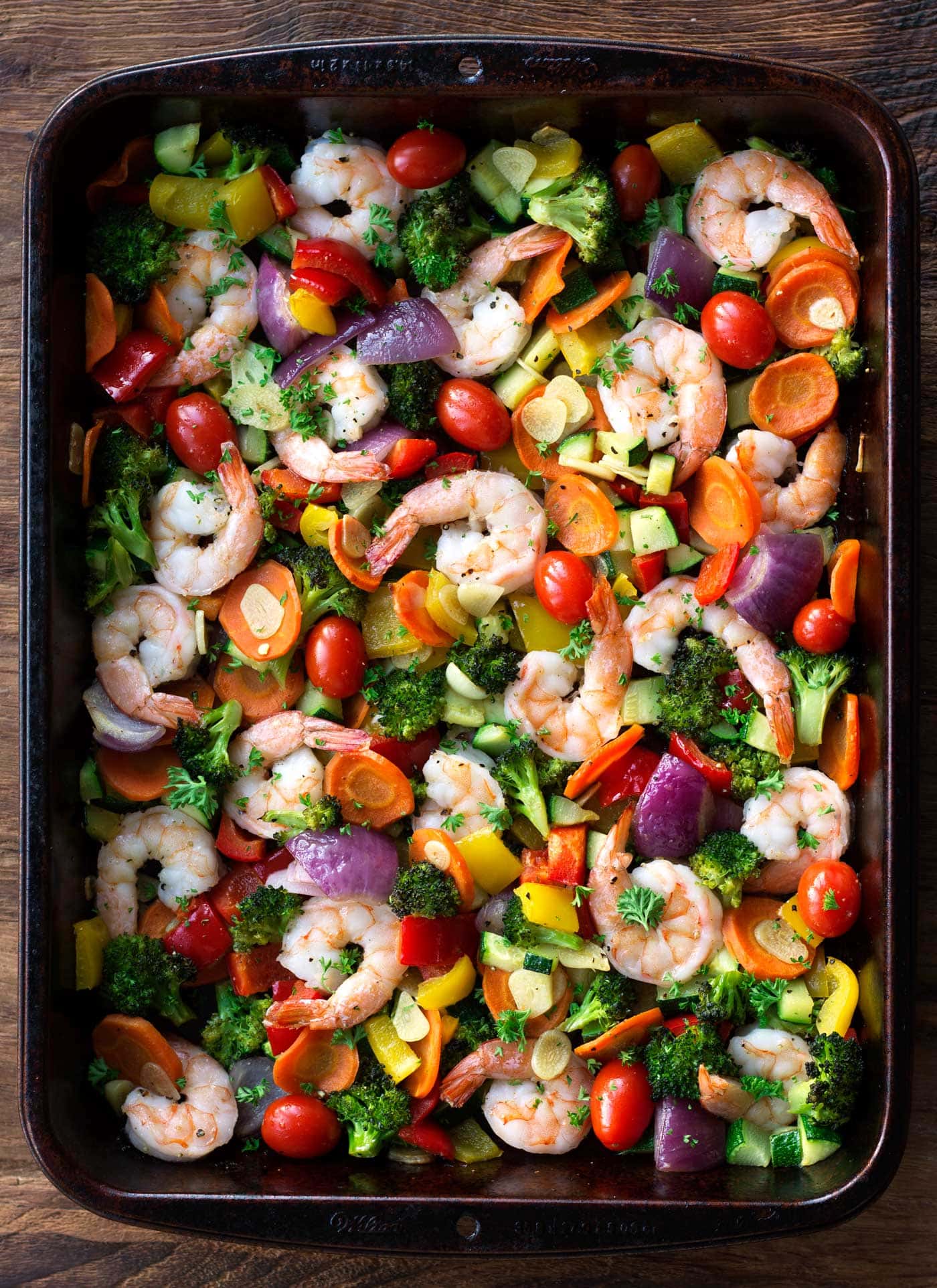 Sheet Pan Shrimp & Veggies & Veggies – A Couple Cooks