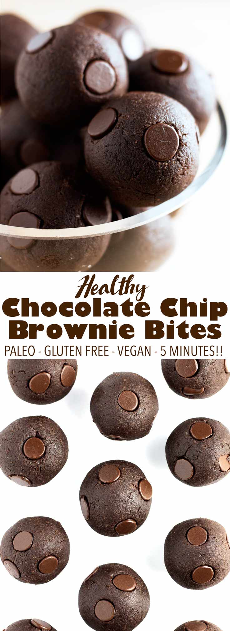 Raw brownie bites made in just 5 mins! The perfect quick dessert that won't ruin your diet! They are gluten free, dairy free, paleo, and vegan. 
