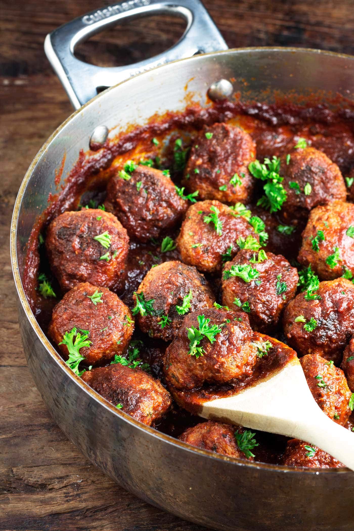 Perfect as a game day appetizer or for dinner! These bacon bourbon meatballs are easy to make and full of flavor. They are paleo, gluten free, dairy free, low carb, and can be made keto!