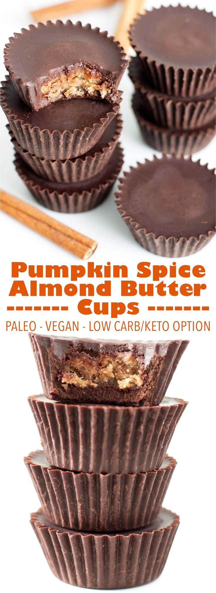 Reese's cups made healthy and spiked with pumpkin pie flavor! This fun fall recipe is easy to make, paleo, dairy free, and can be made low carb and keto!