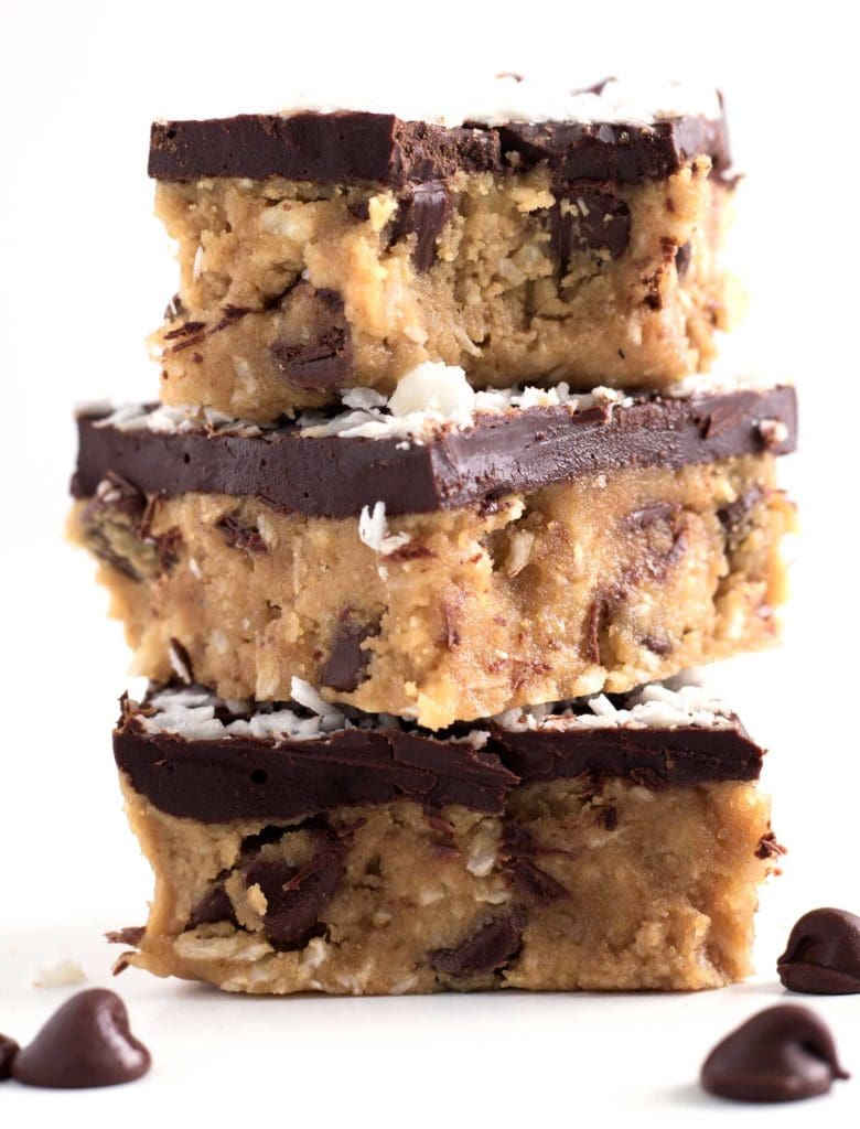 No Bake Coconut Chocolate Chip Cookie Dough Bars Kit S Kitchen