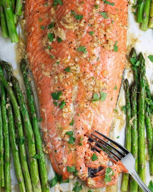 One Pan Maple Garlic Salmon and Asparagus - Kit's Kitchen