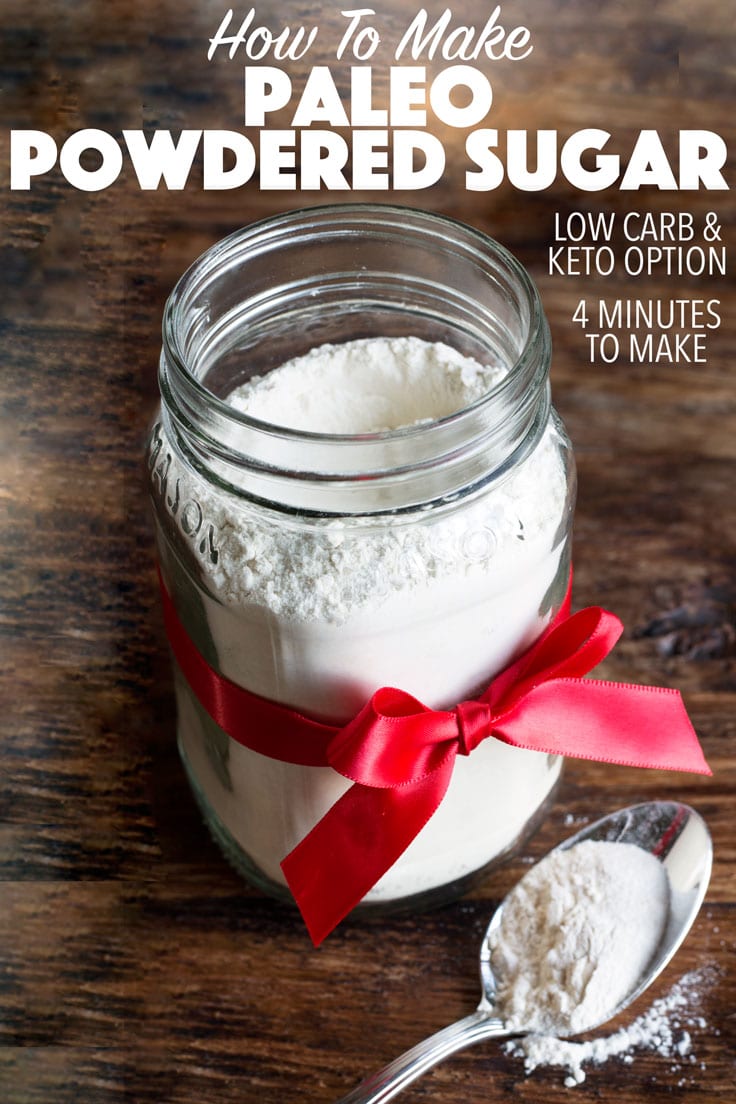 Perfect for holiday baking! Just like regular powdered sugar but made paleo. No refined cane sugar. Quick and easy to make in only 4 mins using a blender!