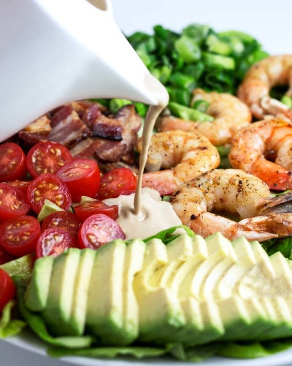 Shrimp BLT Salad with Creamy Bacon Balsamic Dressing - Kit's Kitchen