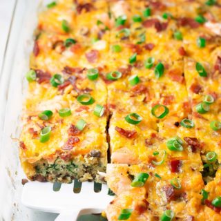 Low Carb Shrimp Bacon & Spinach Breakfast Casserole - Kit's Kitchen