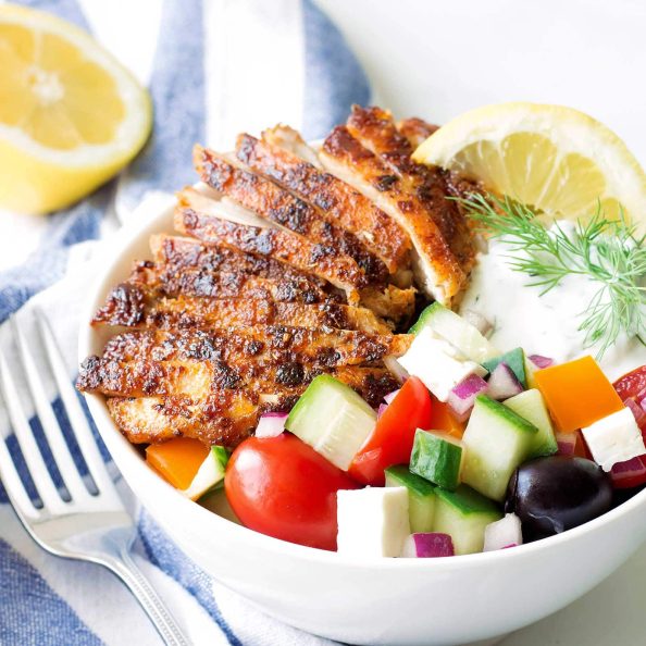 Low Carb Greek Chicken Bowls - Kit's Kitchen