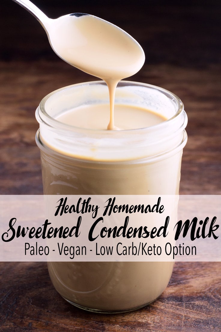 A healthy alternative to store-bought sweetened condensed milk! Easy to make at home, paleo, dairy free, vegan, and can be made keto and low carb! Perfect for all of your healthy holiday baking. #christmascookies #christmasbaking #holidaybaking #coconut #coconutmilk #coconutsugar #maple #monkfruit #ketobaking #ketochristmas #lowcarbbaking #lowcarbholiday #paleo #keto #lowcarb #vegan #veganbaking #veganchristmas #paleobaking 