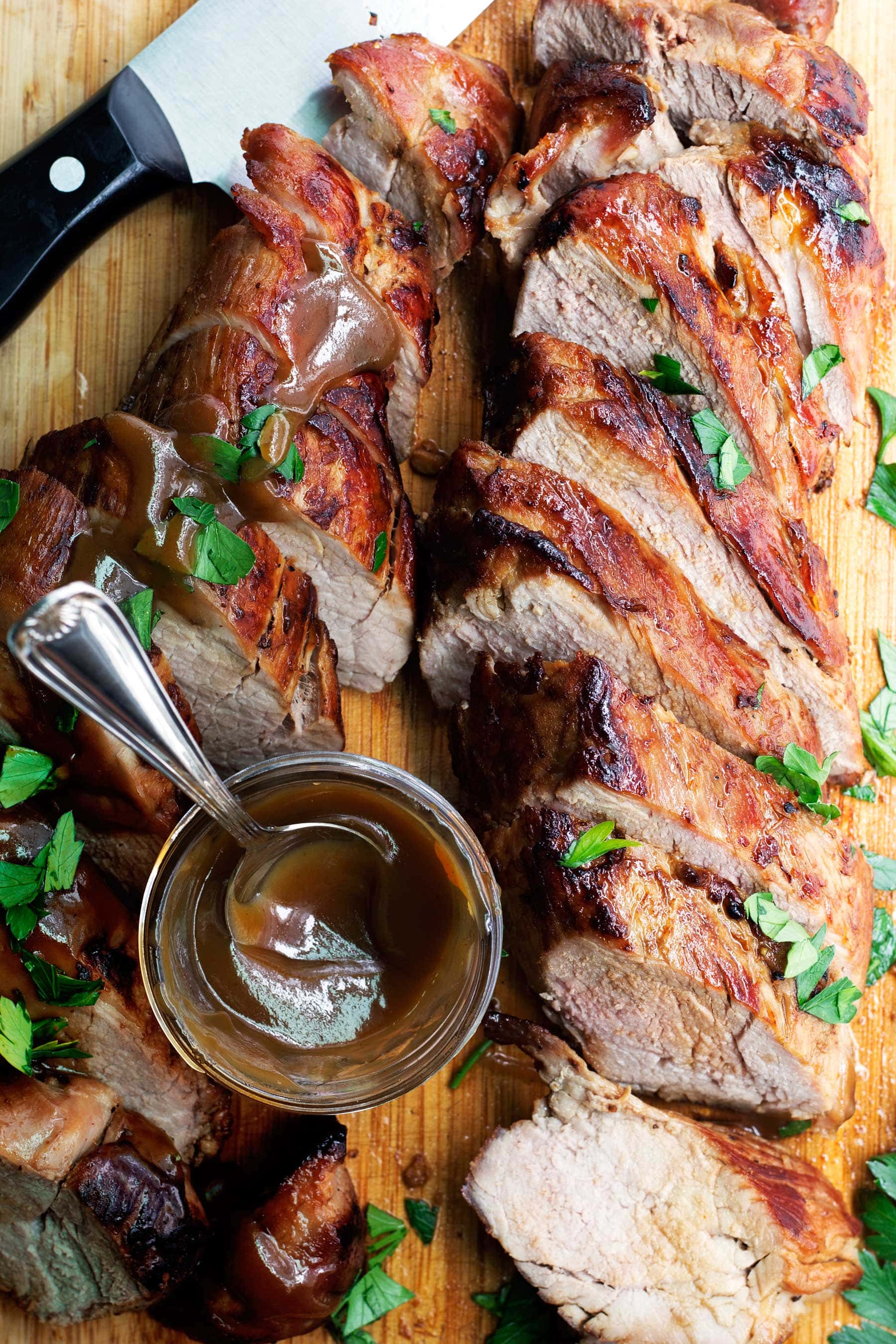 Easy to make and only 5 ingredients! This Maple Bourbon Pork Tenderloin recipe is a perfect easy paleo dinner recipe for any night of the week. This recipe is also gluten free, dairy free, and can be made low carb and keto! Keto pork tenderloin. Easy pork tenderloin. Paleo pork tenderloin. Low carb dinner. #maplesyrup #paleodinner #ketodinner #lowcarbdinner #porktenderloin #monkfruit #lakanto #paleo #keto #lowcarb #glutenfreedinner #healthydinner