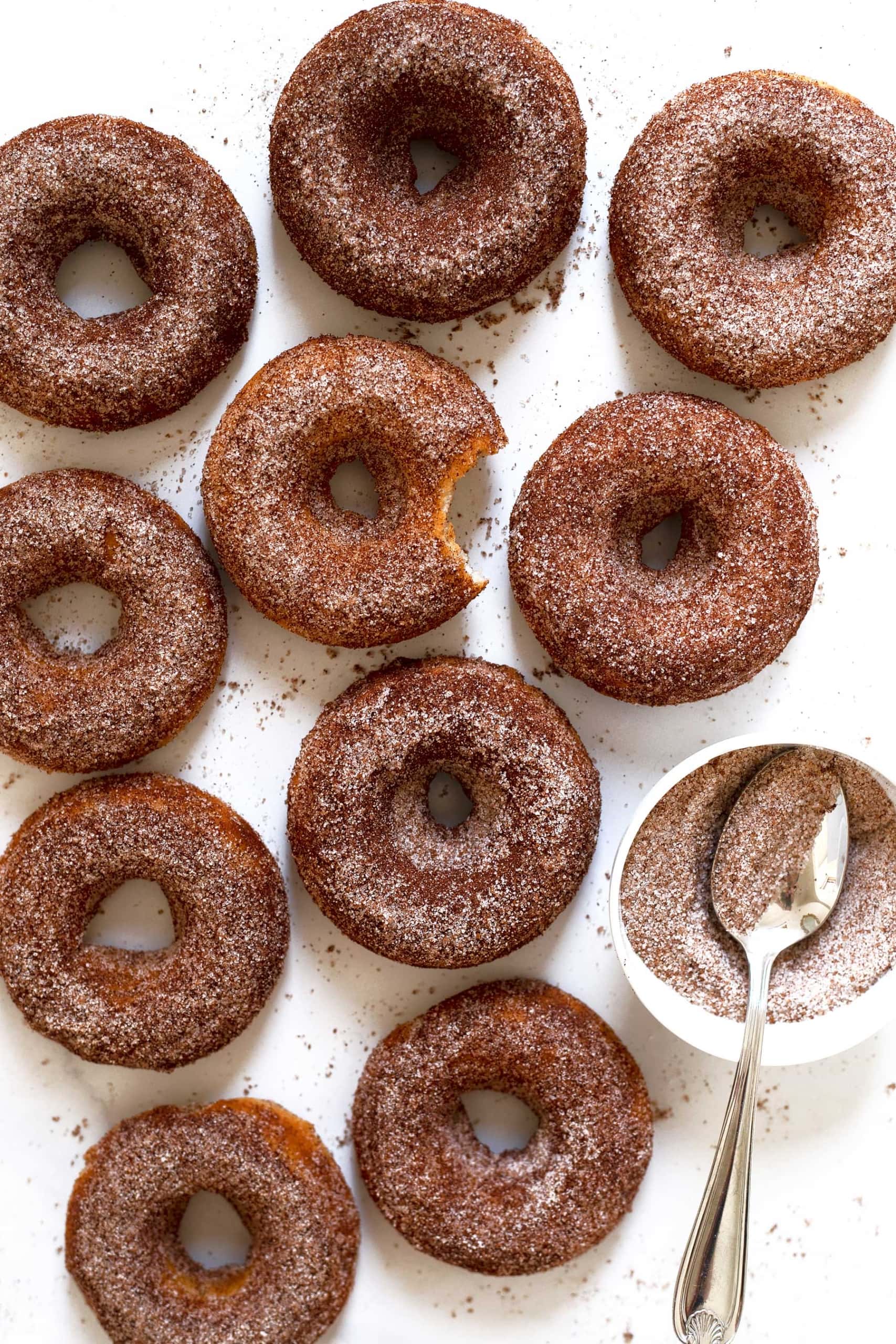 Cinnamon Sugar Donuts with cinnamon on a bowl