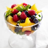 fruit salad in glass cup