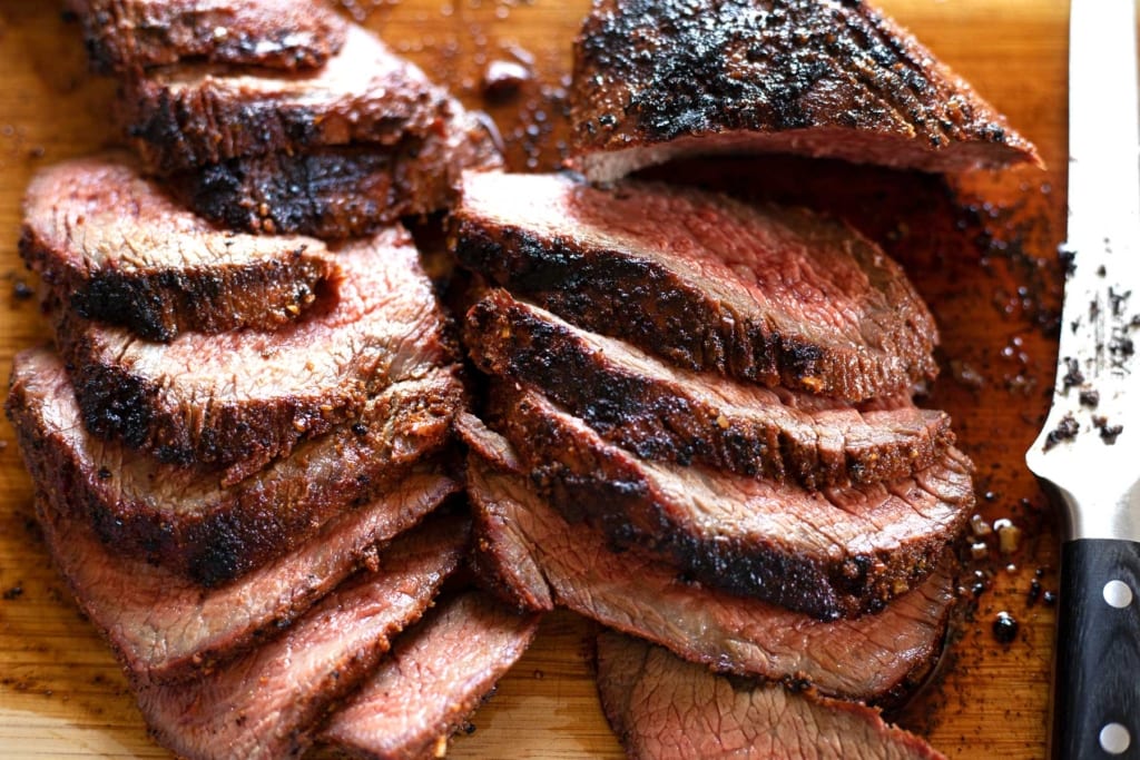 Grilled Tri-Tip with Creamy Peppercorn Herb Sauce - Kit's Kitchen