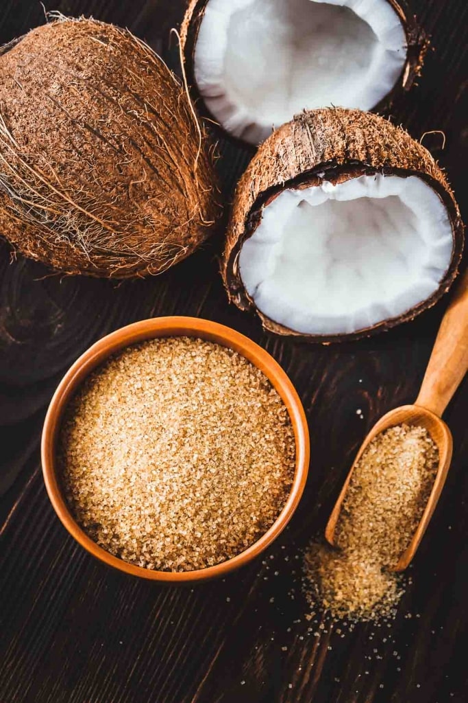 Bowl of coconut sugar -  a Healthy alternative to sugar 