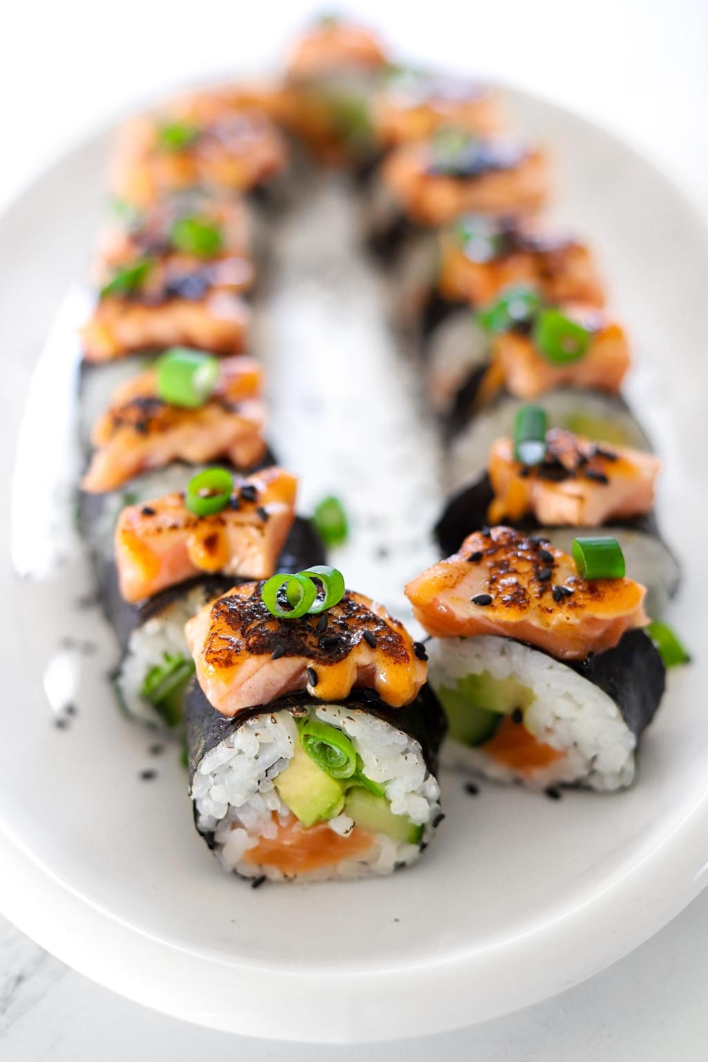 Flaming Salmon Sushi (Torched Sushi Recipe) - Kit's Kitchen