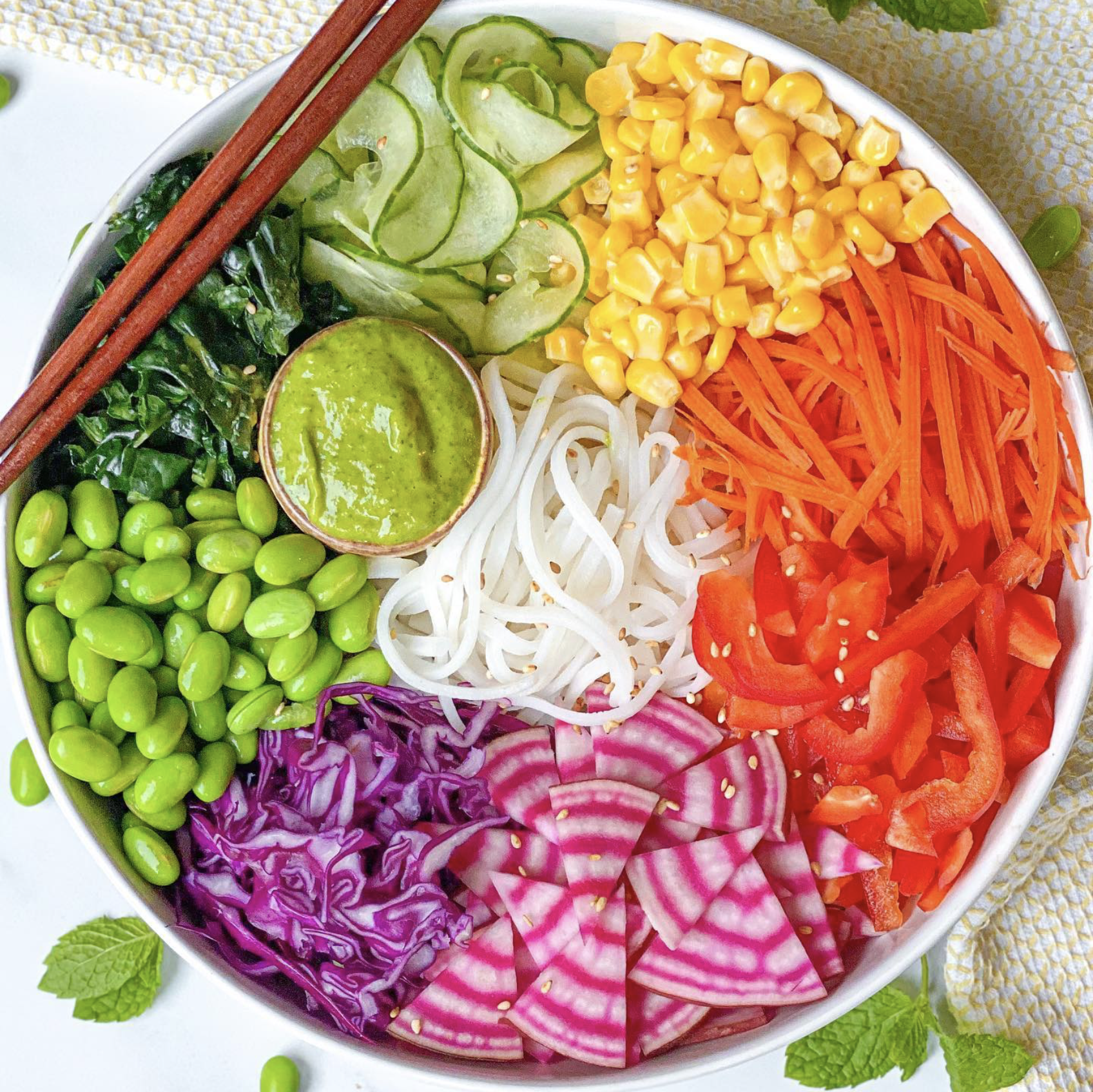 Salad bowl with palmini noodles