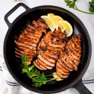 blackened chicken breast in skillet